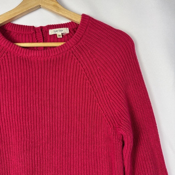 Tyler Boe Red Button Back Mineral Wash Crewneck Pullover Sweater XS - Picture 3 of 4
